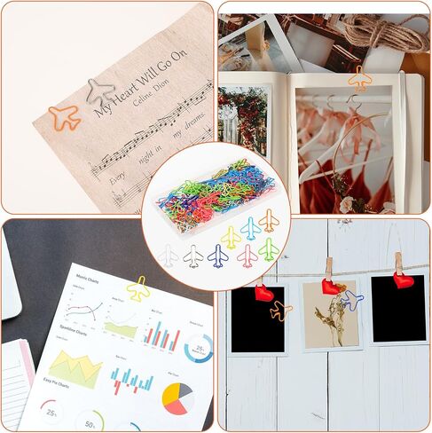 100 Pcs Airplane Shape Paper Clips Rainbow Creative Paper Clips Funny Cute Paper Clips Metal Plane Random Colors Bookmark Clips for Office Student Document Organization in Saudi Arabia