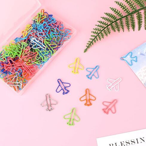 100 Pcs Airplane Shape Paper Clips Rainbow Creative Paper Clips Funny Cute Paper Clips Metal Plane Random Colors Bookmark Clips for Office Student Document Organization in Saudi Arabia