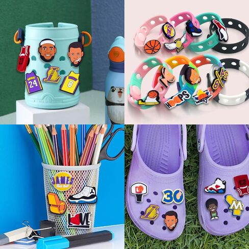 50Pcs Basketball Shoe Charms, Charms Basketball and Non-Repeat Sports Charms for Boys, Gift Decor PVC Shoe Charms for Teens Man Party Favors Gifts in Saudi Arabia