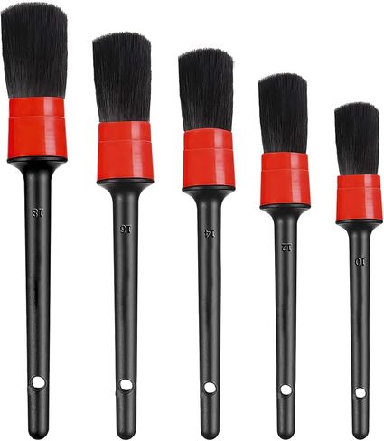 Amiss 11 Pieces Car Detailing Brush Set, Premium Car Interior Cleaning Kit, Including 6PCS Different Sizes Boars Hair Detail Brushes, 3PCS Wire Brush and 2PCS Automotive Air Conditioner Brush (Black) in Saudi Arabia