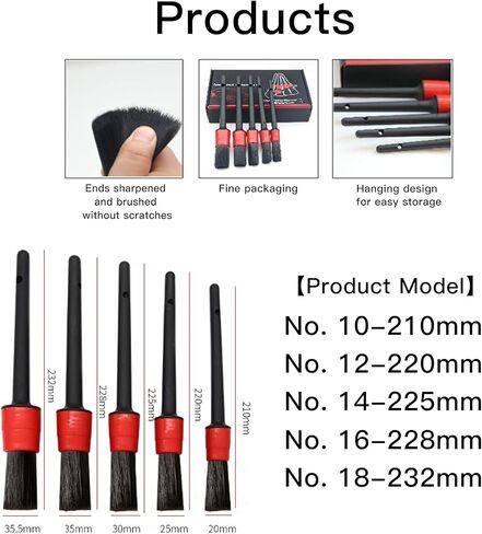 Amiss 11 Pieces Car Detailing Brush Set, Premium Car Interior Cleaning Kit, Including 6PCS Different Sizes Boars Hair Detail Brushes, 3PCS Wire Brush and 2PCS Automotive Air Conditioner Brush (Black) in Saudi Arabia