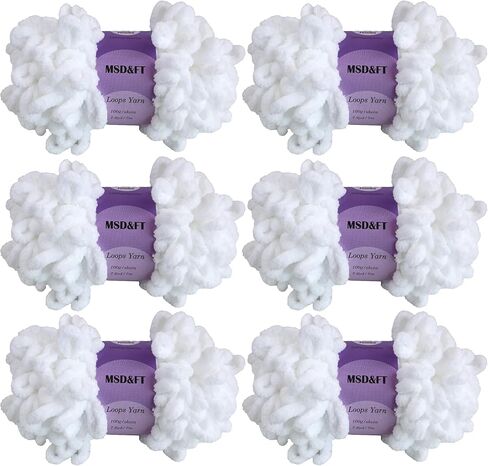 MSD&FT 6 شلات من خيوط الغزل، خيوط الكروشيه، خيوط DIY (أبيض) in Kuwait