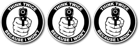 Think Twice Armed Warning Sticker Property Home Protection, 2nd Amendment Decal, 5 inches - Car Bumper, Wall Sticker (1pcs) in Saudi Arabia