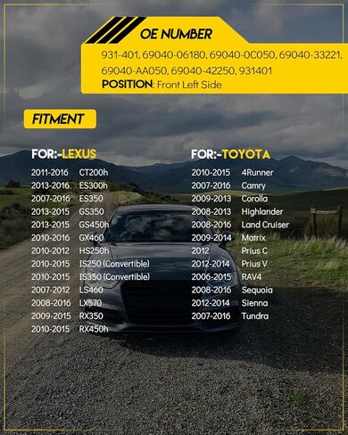 931-401 استبدال مشغل قفل الباب الجانبي للسائق الأمامي الأيسر لـ: -Toyota Corolla Camry لـ: -RAV4 4Runner Tundra Highlander Sienna Sequoia لـ: -Lexus ES350 GS350 LS460 RX450h 2006-2016 in Saudi Arabia