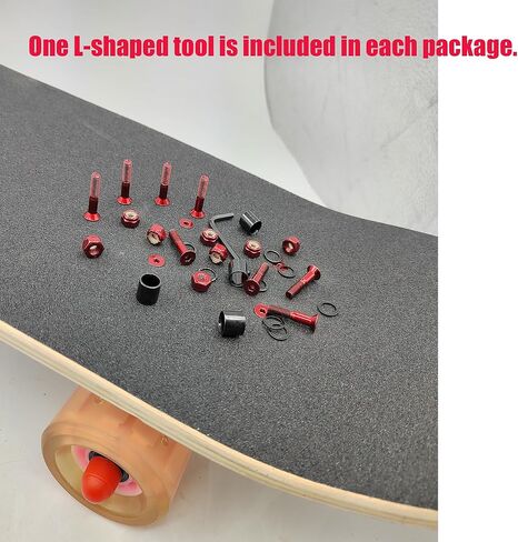 Skateboard Hardware Kit 16PCS Red 29MM You Will get 8X Bolts, 8X Nuts 4X Skateboard Spacers 8X Skateboard Washers in Kuwait