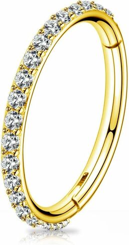 G23 التيتانيوم الحاجز الفرس 16 جرام الذهب يتوقف الأنف هوب الجزء خواتم 10 ملليمتر مكعب زركونيا الغضروف أقراط محارة Daith اللولب روك الزنمة الأذن هيئة ثقب المجوهرات in Kuwait