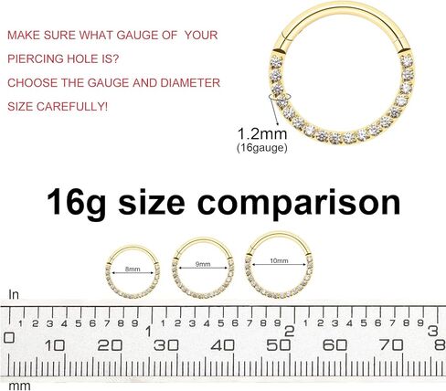 G23 التيتانيوم الحاجز الفرس 16 جرام الذهب يتوقف الأنف هوب الجزء خواتم 10 ملليمتر مكعب زركونيا الغضروف أقراط محارة Daith اللولب روك الزنمة الأذن هيئة ثقب المجوهرات in Kuwait