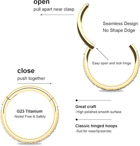 G23 التيتانيوم الحاجز الفرس 16 جرام الذهب يتوقف الأنف هوب الجزء خواتم 10 ملليمتر مكعب زركونيا الغضروف أقراط محارة Daith اللولب روك الزنمة الأذن هيئة ثقب المجوهرات in Kuwait
