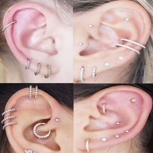 G23 التيتانيوم الحاجز الفرس 16 جرام الذهب يتوقف الأنف هوب الجزء خواتم 10 ملليمتر مكعب زركونيا الغضروف أقراط محارة Daith اللولب روك الزنمة الأذن هيئة ثقب المجوهرات in Kuwait