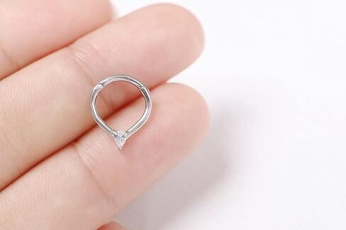 16G Teardrop Septum Ring Hoop Triangular Cubic Zirconia Surgical Steel Helix Rook Conch Cartilage Seamless Hinged Clicker Ear Piercing Jewelry in Saudi Arabia