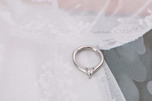 16G Teardrop Septum Ring Hoop Triangular Cubic Zirconia Surgical Steel Helix Rook Conch Cartilage Seamless Hinged Clicker Ear Piercing Jewelry in Saudi Arabia
