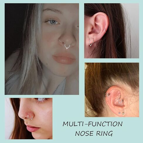 16G Teardrop Septum Ring Hoop Triangular Cubic Zirconia Surgical Steel Helix Rook Conch Cartilage Seamless Hinged Clicker Ear Piercing Jewelry in Saudi Arabia
