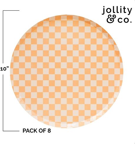 Jollity & Co Check It! Dessert Plates - Tickle Me Pink Paper Plates - Pack of 8 Cake Plates Disposable - Checkered Pattern Party Plates for Baby Showers, Summer Parties, Birthday Decorations in Saudi Arabia