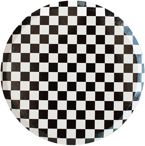 Jollity & Co Check It! Dessert Plates - Tickle Me Pink Paper Plates - Pack of 8 Cake Plates Disposable - Checkered Pattern Party Plates for Baby Showers, Summer Parties, Birthday Decorations in Saudi Arabia