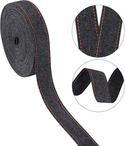 Pandahall 10.93 Yard Stitch Denim Ribbon 0.39 Inches Marine Blue Jeans Cloth Fabric Ribbon for Sewing Hairclip Garment Decoration in Saudi Arabia