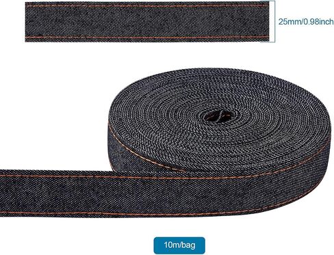 Pandahall 10.93 Yard Stitch Denim Ribbon 0.39 Inches Marine Blue Jeans Cloth Fabric Ribbon for Sewing Hairclip Garment Decoration in Saudi Arabia
