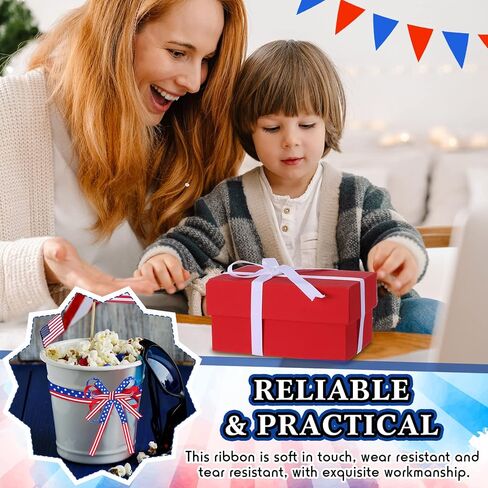 5 لفات 100 ياردة شريط سلكي وطني أحمر وأبيض وأزرق نجمة وشريط Grosgrain مخطط للحرف اليدوية في الرابع من يوليو يوم الاستقلال التذكاري لتزيين الهدايا، عرض 3/8 بوصة in Kuwait
