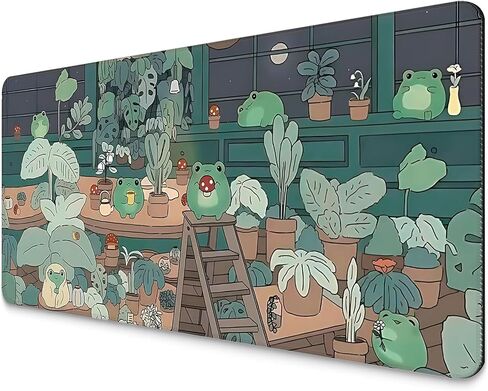 Gaming Mouse Pad with Cute Frog, Extended Large Mousepad for Desk, Kawaii Anime Design with Non-Slip Base 31.5 x 11.8 in, Stitched Edges for Gaming and Office Work in Saudi Arabia