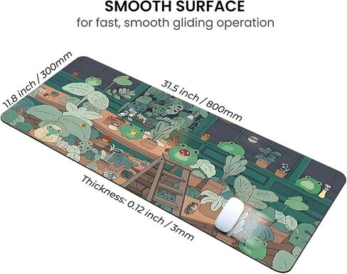 Gaming Mouse Pad with Cute Frog, Extended Large Mousepad for Desk, Kawaii Anime Design with Non-Slip Base 31.5 x 11.8 in, Stitched Edges for Gaming and Office Work in Saudi Arabia