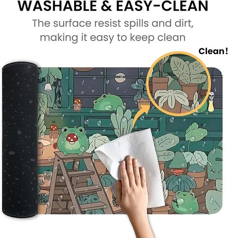 Gaming Mouse Pad with Cute Frog, Extended Large Mousepad for Desk, Kawaii Anime Design with Non-Slip Base 31.5 x 11.8 in, Stitched Edges for Gaming and Office Work in Saudi Arabia