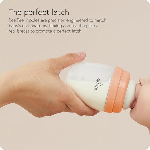 BuubiBottle Mini Slow Flow Bottle for Newborn Babies by Quark - with Anti-Colic RealFeel Nipple to Simulate Breastfeeding - BPA-Free, PVC-Free, Toxin-Free - 5 Oz Bottle with Lid, 2 Pack - Orange in Saudi Arabia