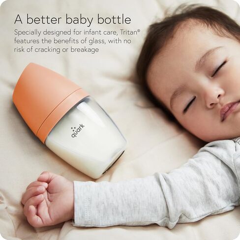 BuubiBottle Mini Slow Flow Bottle for Newborn Babies by Quark - with Anti-Colic RealFeel Nipple to Simulate Breastfeeding - BPA-Free, PVC-Free, Toxin-Free - 5 Oz Bottle with Lid, 2 Pack - Orange in Saudi Arabia