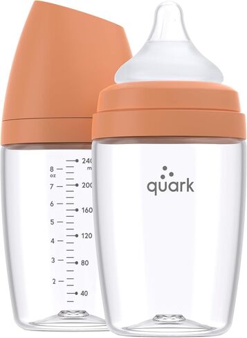 BuubiBottle Mini Slow Flow Bottle for Newborn Babies by Quark - with Anti-Colic RealFeel Nipple to Simulate Breastfeeding - BPA-Free, PVC-Free, Toxin-Free - 5 Oz Bottle with Lid, 2 Pack - Orange in Saudi Arabia