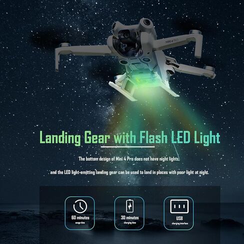 جهاز الهبوط Mini 4 Pro ذو الساق الممتدة القابلة للطي مع أضواء فلاش LED جهاز الهبوط لملحقات طائرة DJI Mini 4 Pro بدون طيار in Saudi Arabia