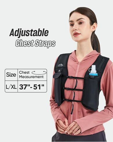 Running Vest for Women Men, USA Original Patent, Adjustable Chest Straps Running Hydration Vest with 500ml Soft Flask, Lightweight Breathable Reflective Running Vest for Running Trail Hiking in Saudi Arabia