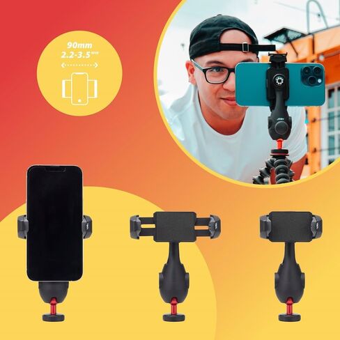 JOBY GripTight PRO 3 GorillaPod, Phone Clamp Compatible with iPhone and Android, GorillaPod 1K Included, Flexible Legs, Smartphone Clamp with 2 Cold Shoes, 360° Rotation, Black in Saudi Arabia