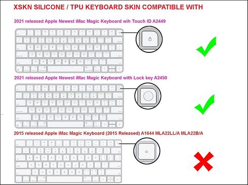 غطاء جلدي للوحة المفاتيح من السيليكون باللون الأسود باللغة الروسية XSKN متوافق مع Apple iMac 24 بوصة M1 2021 أحدث لوحة مفاتيح سحرية مع معرف اللمس A2449 مع مفتاح القفل A2450 بدون لوحة مفاتيح رقمية in Saudi Arabia