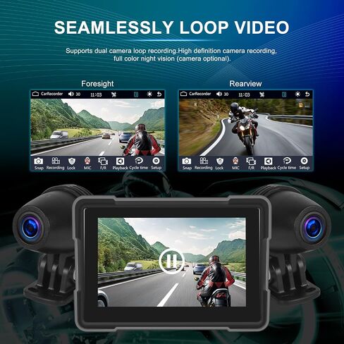 Portable Wireless Apple Carplay Android Auto Screen for Motorcycle with Dual Dash Camera Front and Rear, 5" Touch Screen Car Radio with Bluetooth, IP67 Waterproof, Airplay, Siri, EQ, Loop Recording in Saudi Arabia