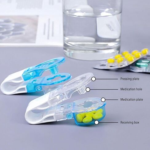 Blue Portable Pill Taker Remover,Medication Dispenser,Tablets Pills Blister Pack Opener Assistance Tool,Pill Taker Cup Organizer for The Elderly,Disabled,Individuals Pill Organizers in Saudi Arabia