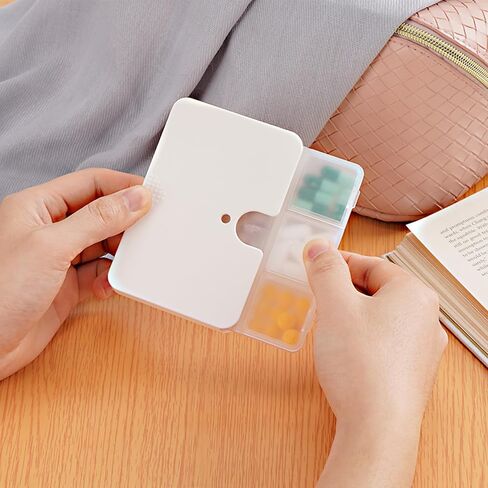 Portable Pill Organizer, 6 Compartments Travel Pill Case for Purse or Pocket -Small Pillbox Semi transparent black with locking hole (1 transparent black) in Saudi Arabia