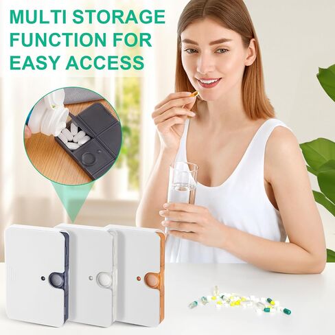 Portable Pill Organizer, 6 Compartments Travel Pill Case for Purse or Pocket -Small Pillbox Semi transparent black with locking hole (1 transparent black) in Saudi Arabia