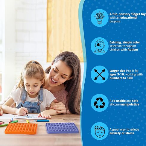 Pop it Numbers 100 Sensory Math Manipulative (Blue) Large Educational Consecutive Number pop it. Autism/ADHD Friendly Classroom Supply is Perfect for Home or Any Elementary Classroom in Saudi Arabia