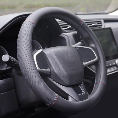 Car Steering Wheel Cover for Honda Civic Accord CRV HRV Pilot Passport Odyssey Insight Fit Ridgeline Clarity City LX EX EXL Si Hatchback Sport Hybrid Touring Accessories, 2024 Leather Color in Saudi Arabia