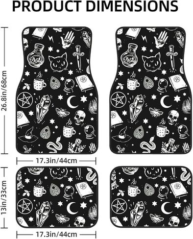 Floor Mats for Car Set of 4 Piece Skull Cat Moon All Season Heavy Duty Vehicle Floor Mat Cars Accesory Anti Skid Front Rear Foot Blankets Universal Fit for Sedan, SUVs, Truck, Vans in Saudi Arabia