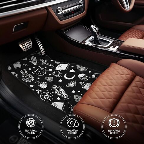 Floor Mats for Car Set of 4 Piece Skull Cat Moon All Season Heavy Duty Vehicle Floor Mat Cars Accesory Anti Skid Front Rear Foot Blankets Universal Fit for Sedan, SUVs, Truck, Vans in Saudi Arabia