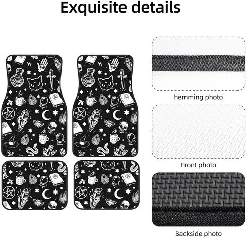 Floor Mats for Car Set of 4 Piece Skull Cat Moon All Season Heavy Duty Vehicle Floor Mat Cars Accesory Anti Skid Front Rear Foot Blankets Universal Fit for Sedan, SUVs, Truck, Vans in Saudi Arabia