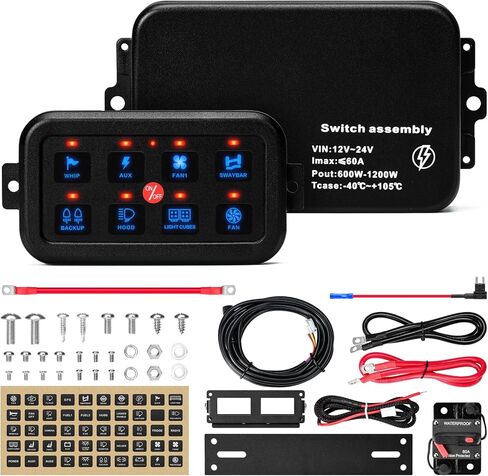 8 Gang Switch Panel, Briidea Switch Panel for Car with All Metal Housing, Multifunction 12V-24V, Ideal for Car, Golf Cart, ATV, UTV, RV, Truck, Enhance Your Driving Experience in Saudi Arabia
