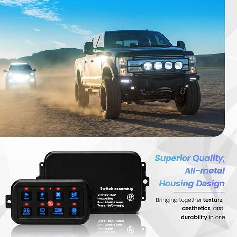 8 Gang Switch Panel, Briidea Switch Panel for Car with All Metal Housing, Multifunction 12V-24V, Ideal for Car, Golf Cart, ATV, UTV, RV, Truck, Enhance Your Driving Experience in Saudi Arabia