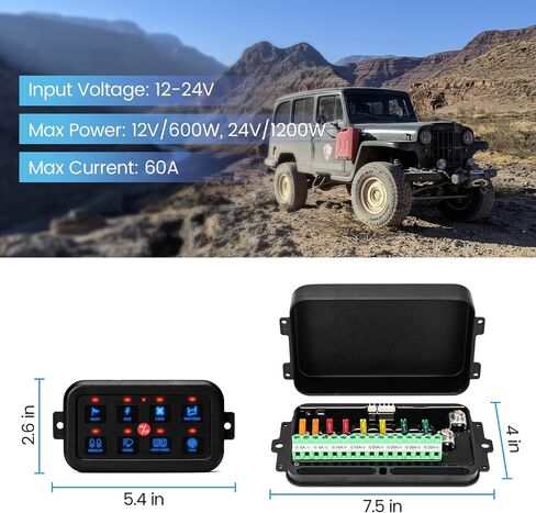 8 Gang Switch Panel, Briidea Switch Panel for Car with All Metal Housing, Multifunction 12V-24V, Ideal for Car, Golf Cart, ATV, UTV, RV, Truck, Enhance Your Driving Experience in Saudi Arabia