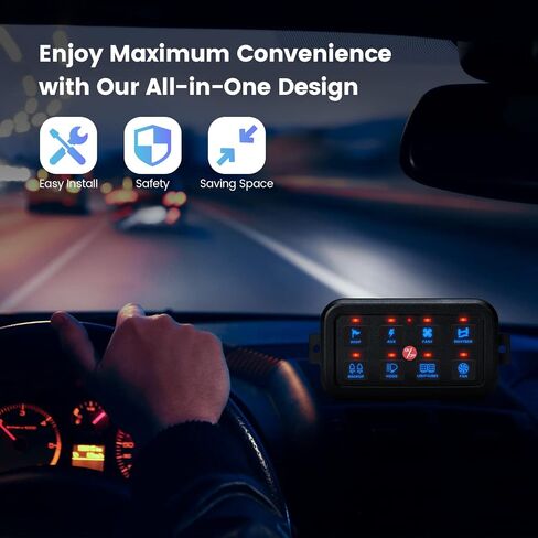 8 Gang Switch Panel, Briidea Switch Panel for Car with All Metal Housing, Multifunction 12V-24V, Ideal for Car, Golf Cart, ATV, UTV, RV, Truck, Enhance Your Driving Experience in Saudi Arabia
