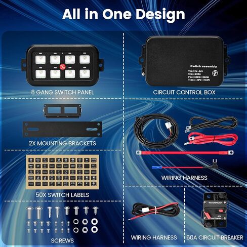 8 Gang Switch Panel, Briidea Switch Panel for Car with All Metal Housing, Multifunction 12V-24V, Ideal for Car, Golf Cart, ATV, UTV, RV, Truck, Enhance Your Driving Experience in Saudi Arabia