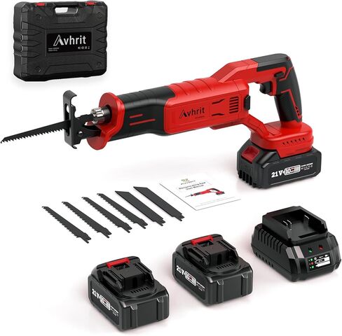 Reciprocating Saw Cordless, with 2 X 4000mAh 21V Battery, 3000SPM Brushless Reciprocating Saw, 6 Saw Blades Free Blade Change Power Reciprocating Saws for Woods Metal Plastic Cutting in Kuwait