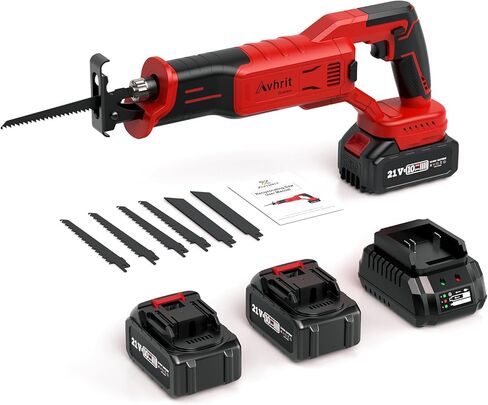 Reciprocating Saw Cordless, with 2 X 4000mAh 21V Battery, 3000SPM Brushless Reciprocating Saw, 6 Saw Blades Free Blade Change Power Reciprocating Saws for Woods Metal Plastic Cutting in Kuwait