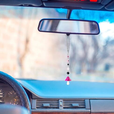 3 قطع من إكسسوارات تعليق مرآة السيارة على شكل الفطر، زينة معلقة لسيارة FineGood Lucky مرآة الرؤية الخلفية اللطيفة على شكل الفطر لتزيين السيارة الداخلية in Kuwait