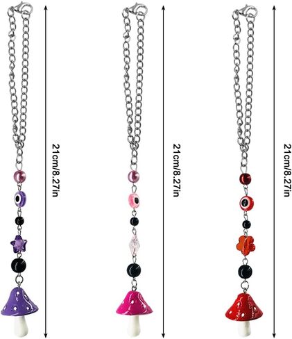 3 قطع من إكسسوارات تعليق مرآة السيارة على شكل الفطر، زينة معلقة لسيارة FineGood Lucky مرآة الرؤية الخلفية اللطيفة على شكل الفطر لتزيين السيارة الداخلية in Kuwait