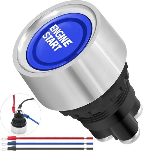 Engine Start Ignition Switch 12V DC 50Amp 3 Pin Spst On-Off Push Button Starter Switch Momentary Stainless Steel 12Volt Blue Led Light for Marine Vehicle Racing Car Truck in Saudi Arabia